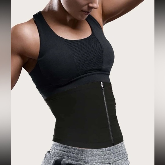 Small Blck Sweat Waistband Zippered Corset / Sweat Belt - Picture 2 of 8